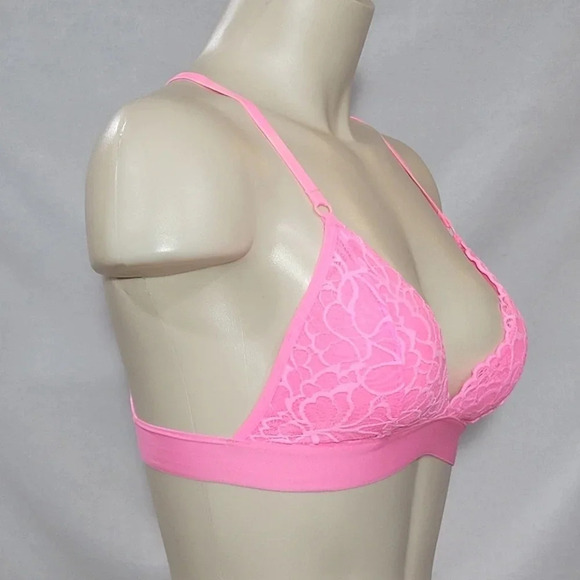 MEDIUM Xhilaration Banded‎ Lace Wire Free Padded Bralette Bra Daring Pink  New - Picture 2 of 5